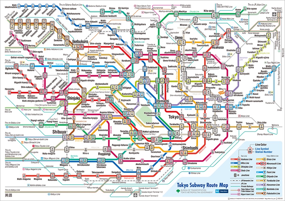 Mapa dopravy v Tokyu